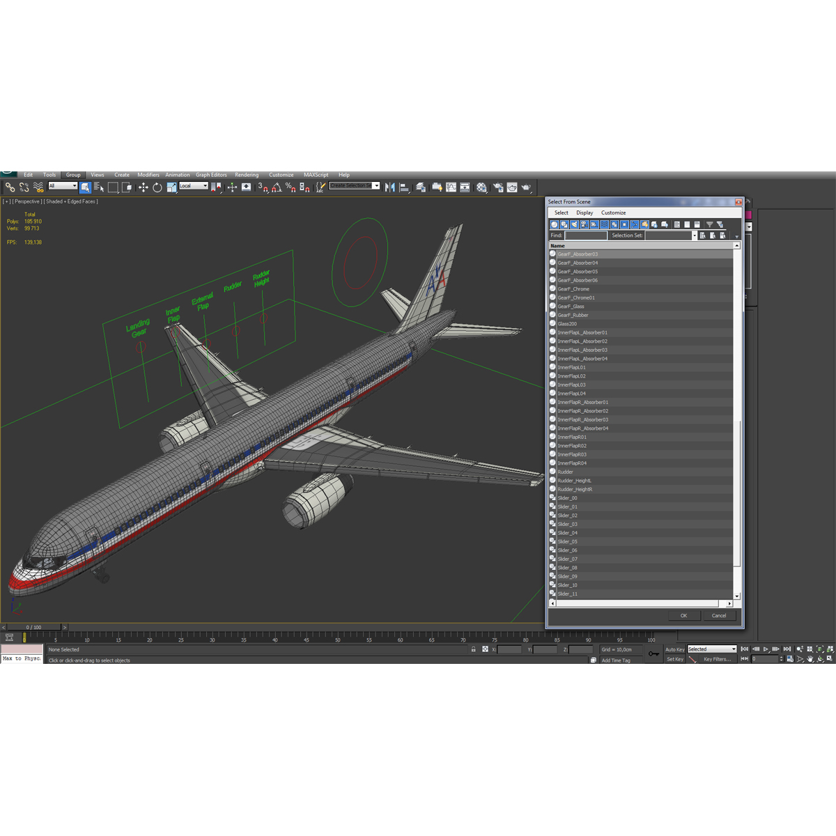 Boeing 757 200 American Airlines Rigged 3D model