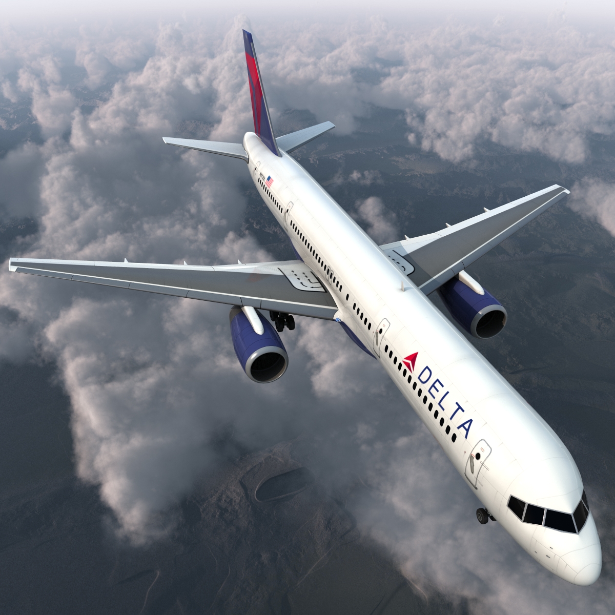 Boeing 757 200 Delta Air Lines Rigged 3D