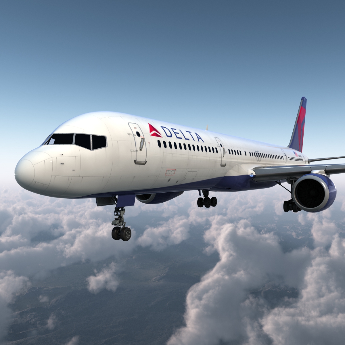 Boeing 757 200 Delta Air Lines Rigged 3D