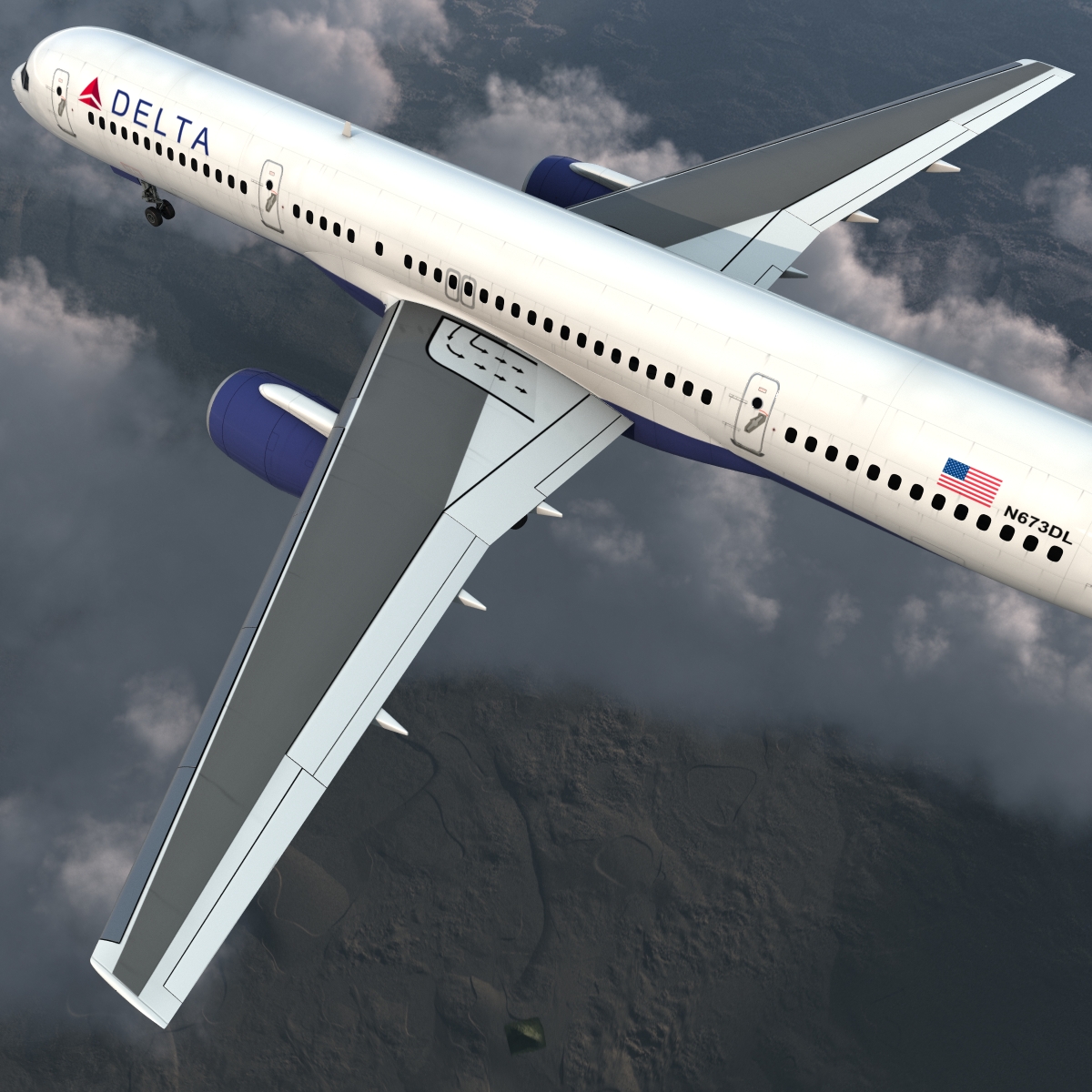 Boeing 757 200 Delta Air Lines Rigged 3D