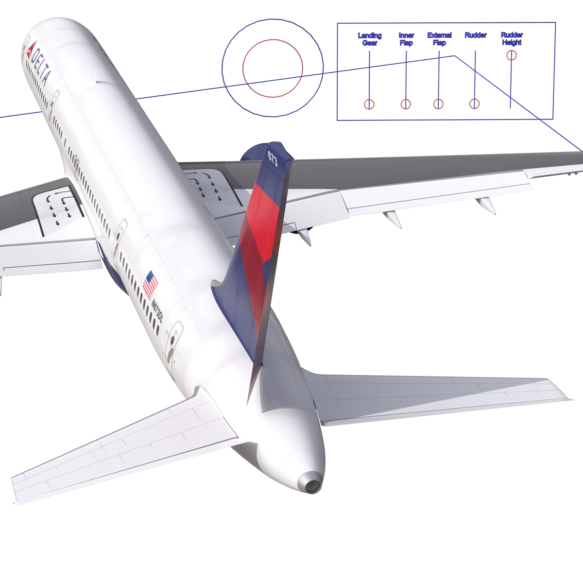 Boeing 757 200 Delta Air Lines Rigged 3D