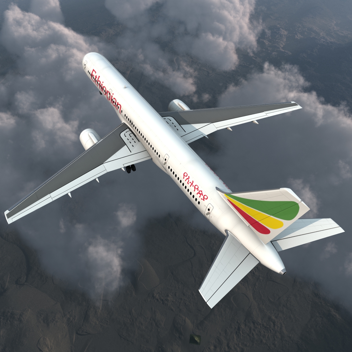 3D model Boeing 757 200 Ethiopian Airlines Rigged