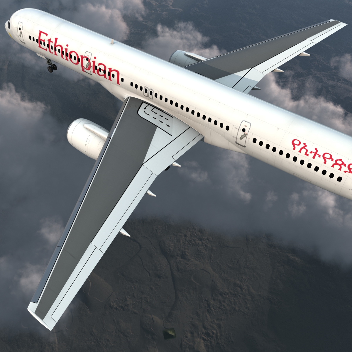 3D model Boeing 757 200 Ethiopian Airlines Rigged