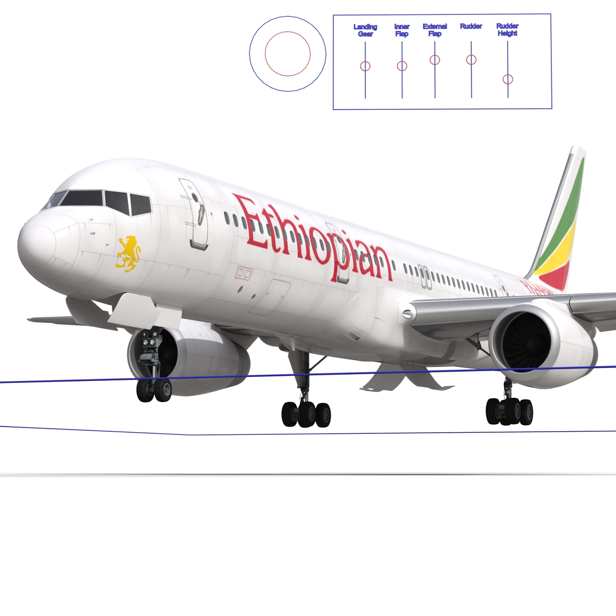 3D model Boeing 757 200 Ethiopian Airlines Rigged