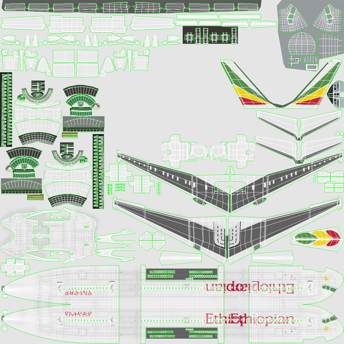 3D model Boeing 757 200 Ethiopian Airlines Rigged