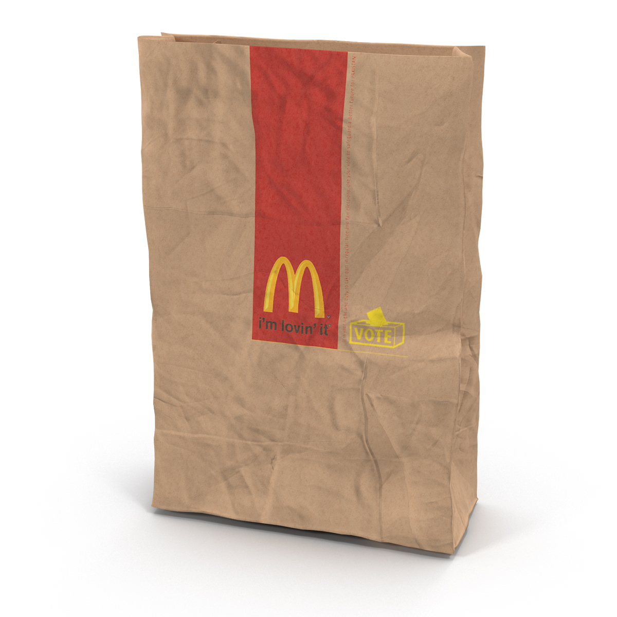 3D Crumpled Fast Food Paper Bag Mcdonalds model