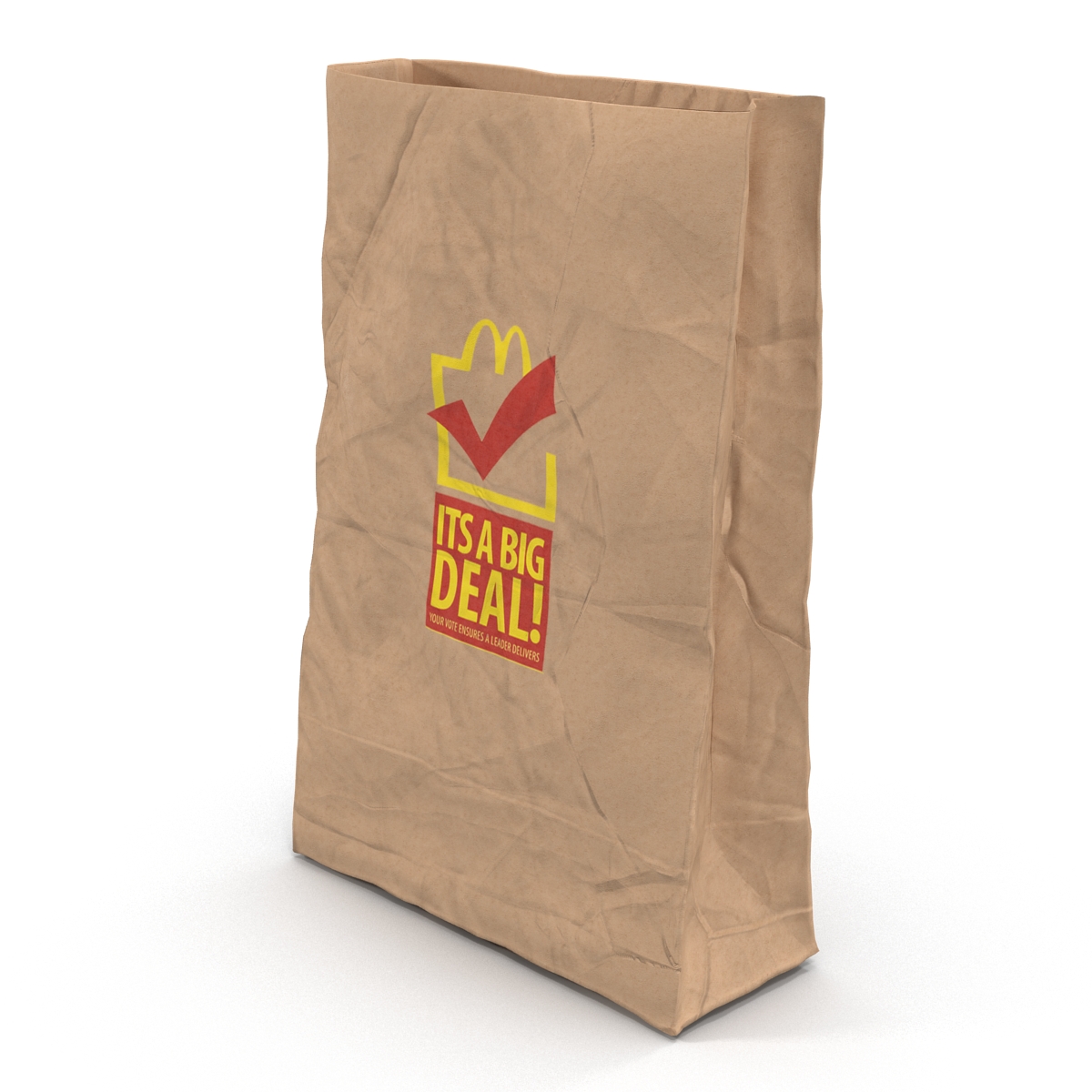 3D Crumpled Fast Food Paper Bag Mcdonalds model