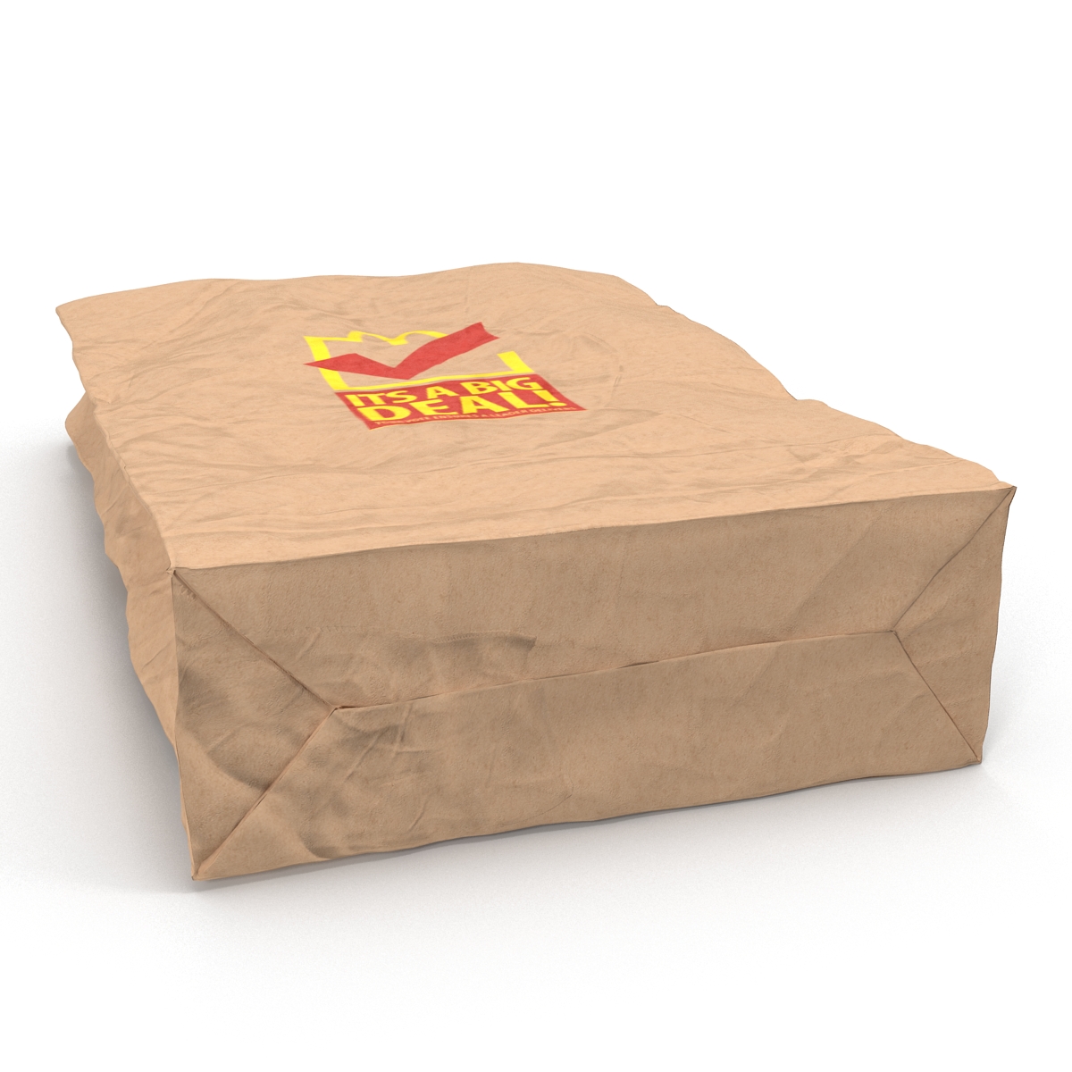 3D Crumpled Fast Food Paper Bag Mcdonalds model