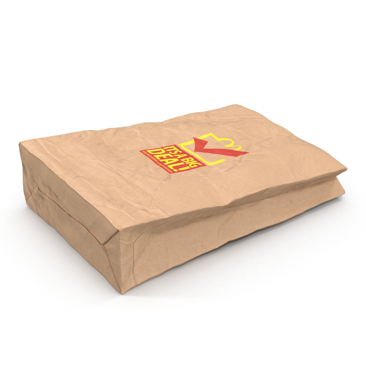 3D Crumpled Fast Food Paper Bag Mcdonalds model