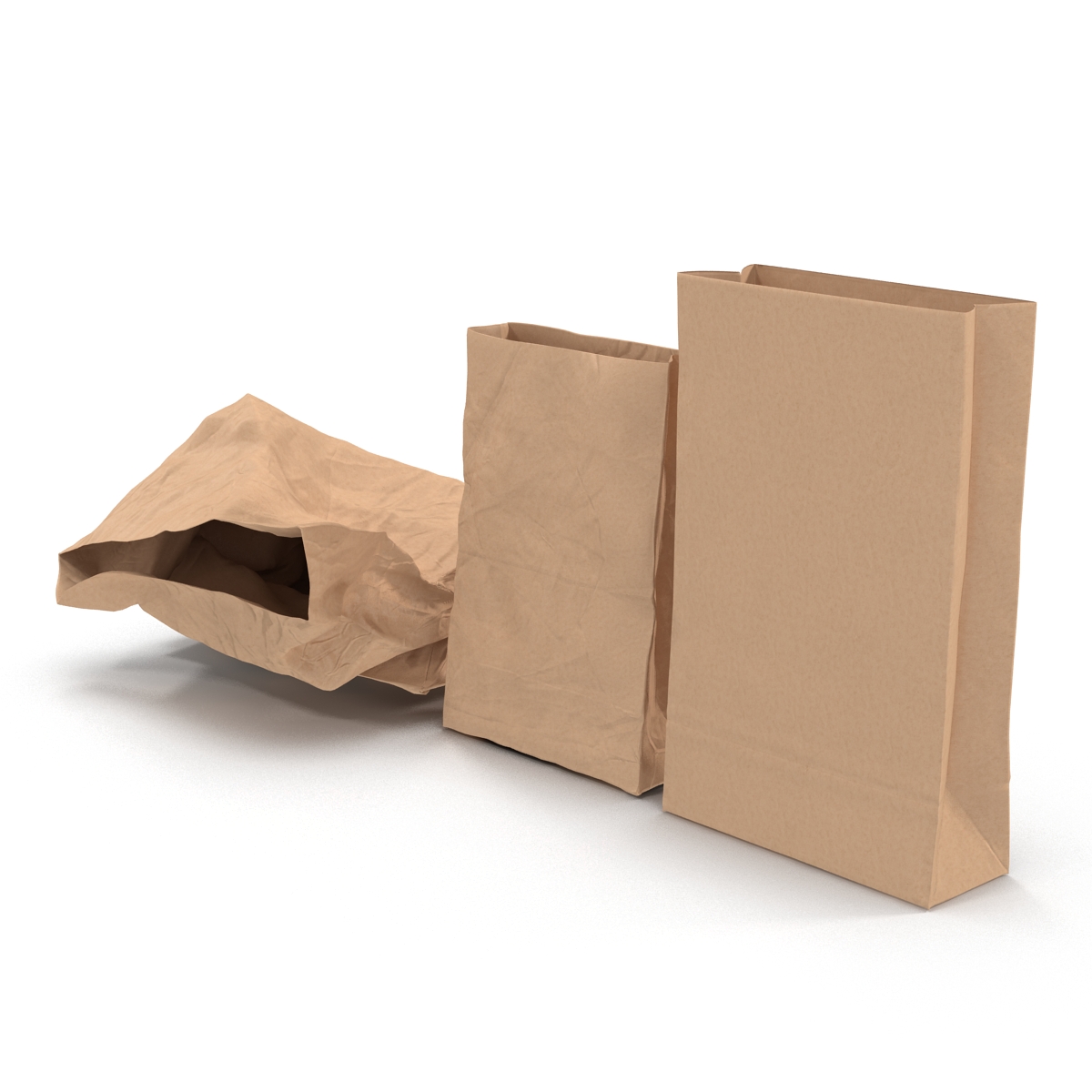 Fast Food Paper Bags Set 3D model