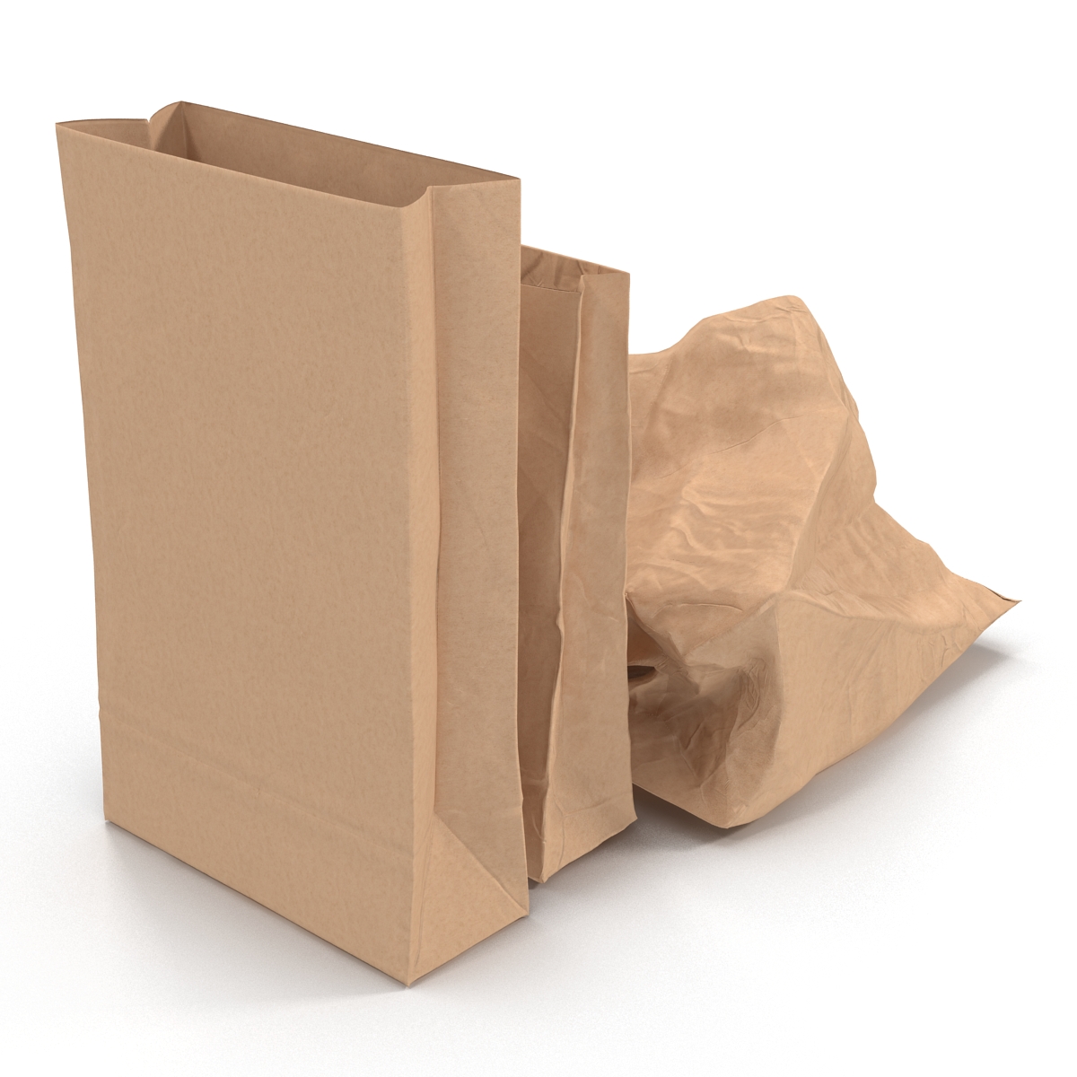 Fast Food Paper Bags Set 3D model