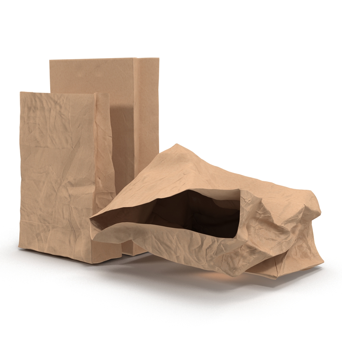 Fast Food Paper Bags Set 3D model