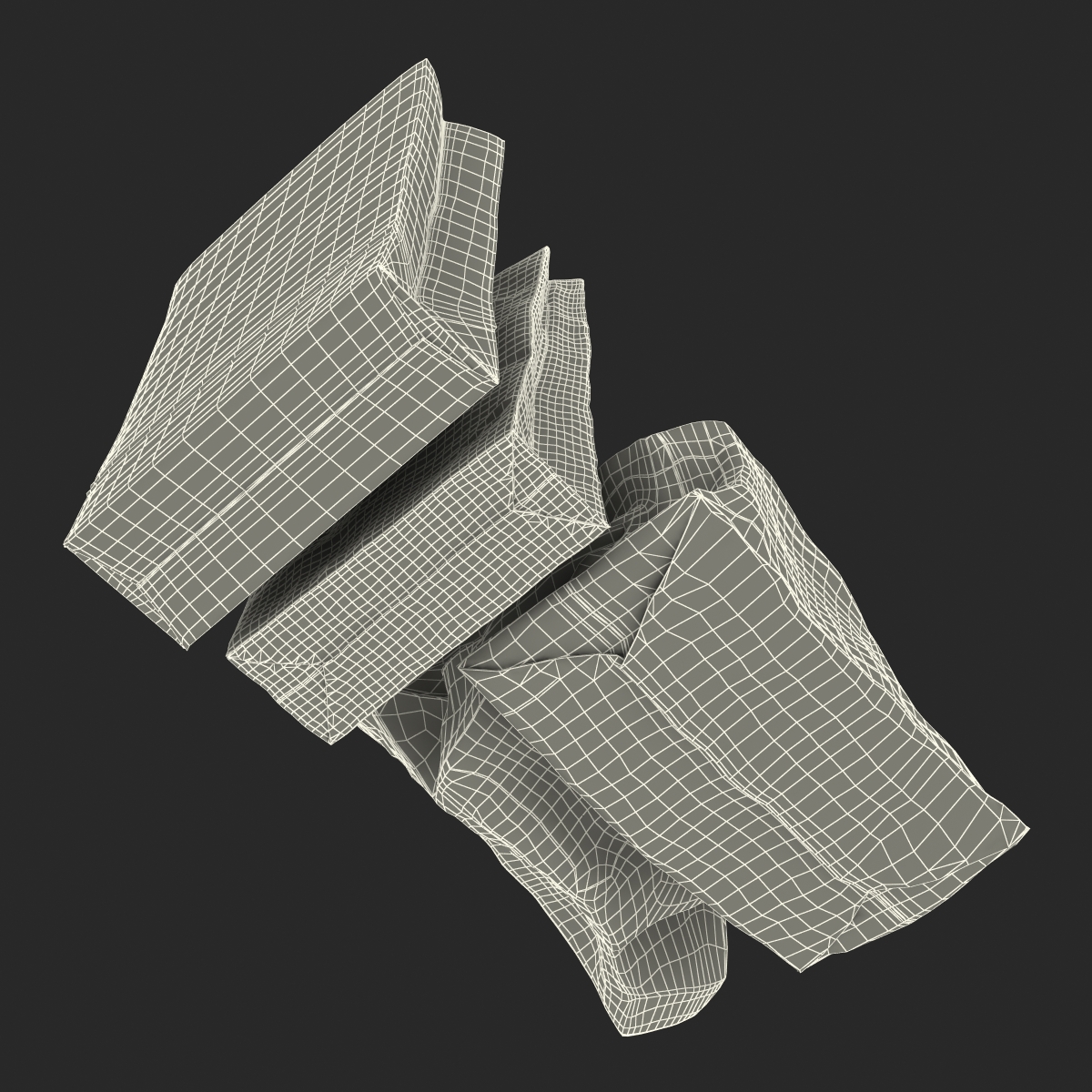 Fast Food Paper Bags Set 3D model