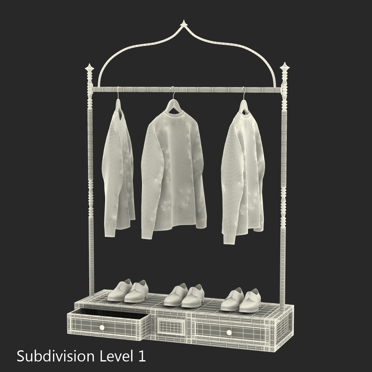 3D Iron Clothing Display Rack 2 model