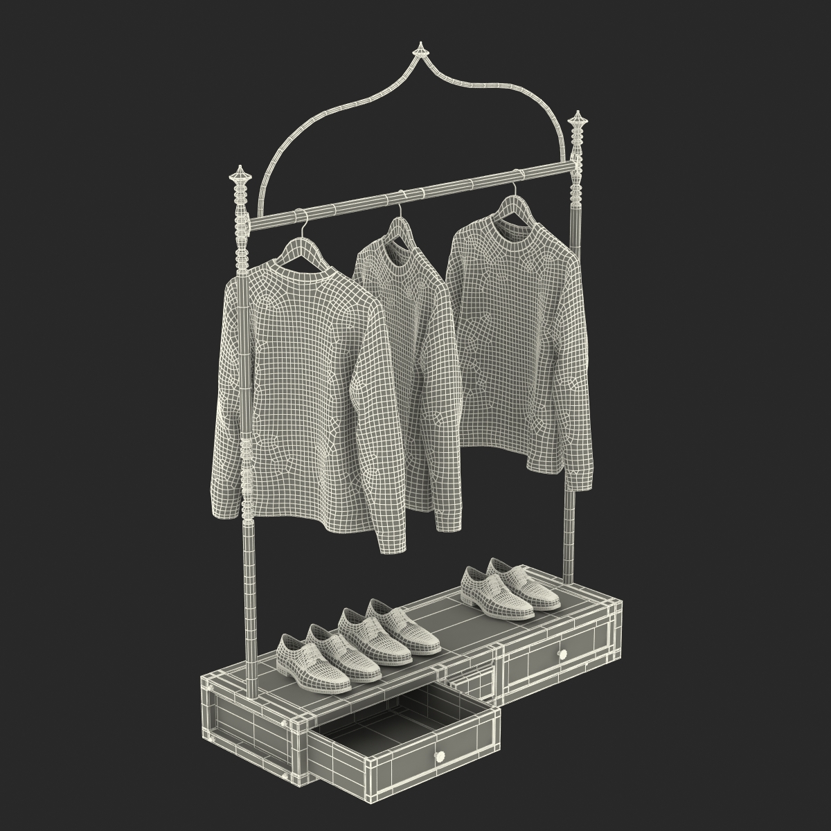 3D Iron Clothing Display Rack 2 model