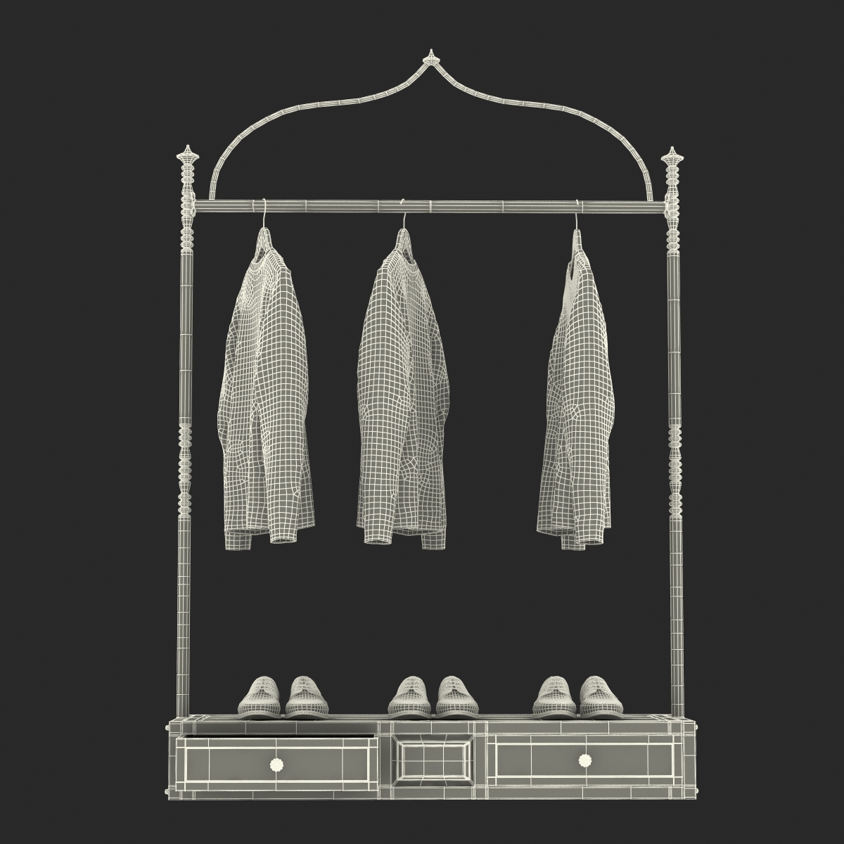 3D Iron Clothing Display Rack 2 model