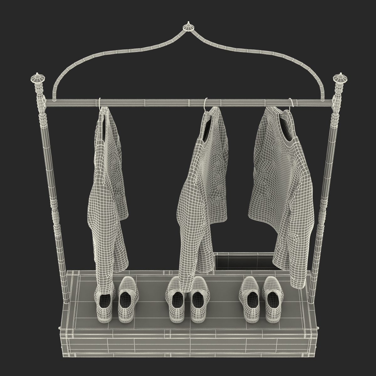 3D Iron Clothing Display Rack 2 model