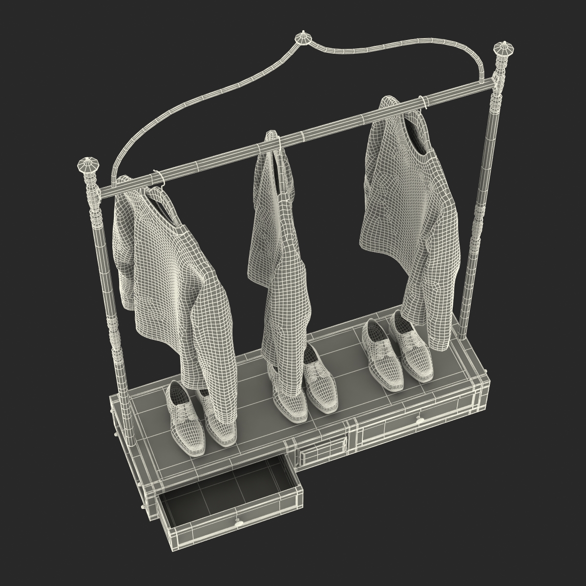 3D Iron Clothing Display Rack 2 model