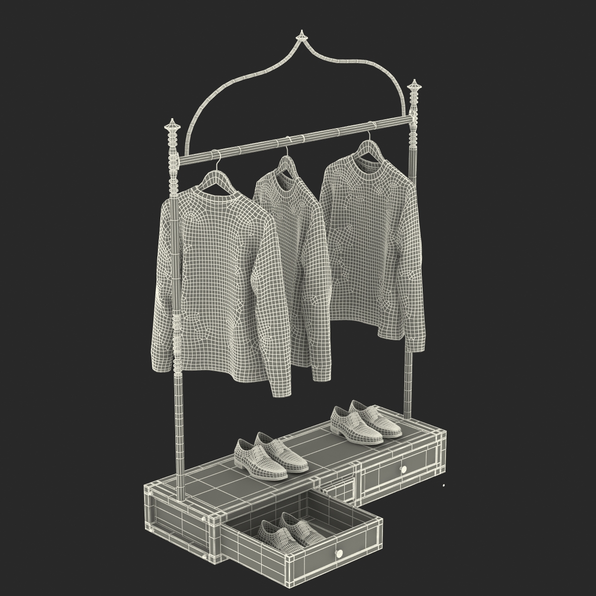 3D Iron Clothing Display Rack 2 model