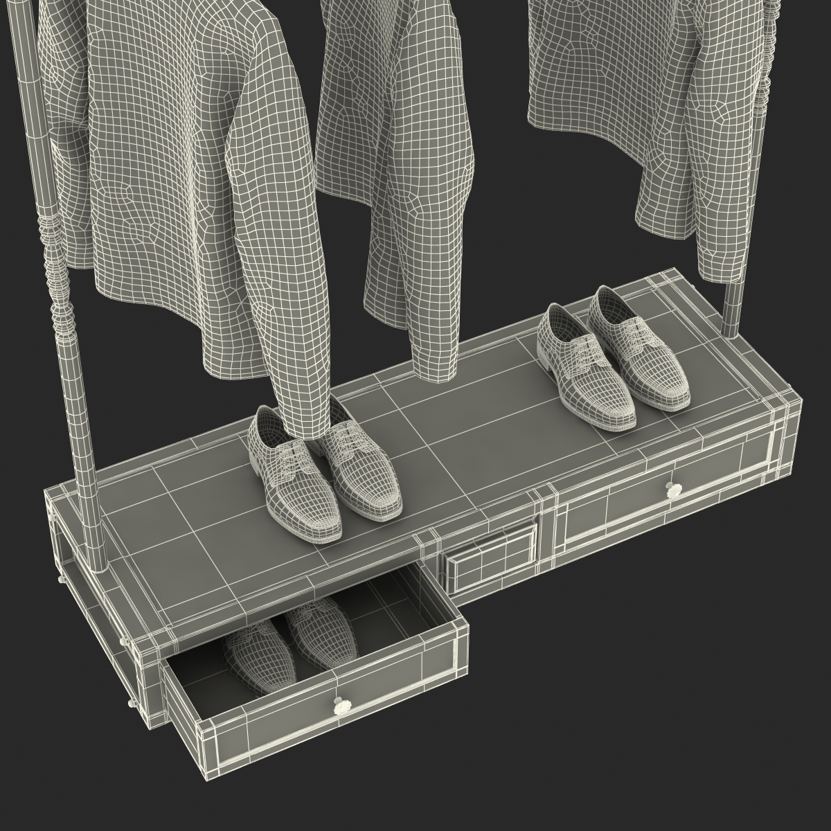 3D Iron Clothing Display Rack 2 model