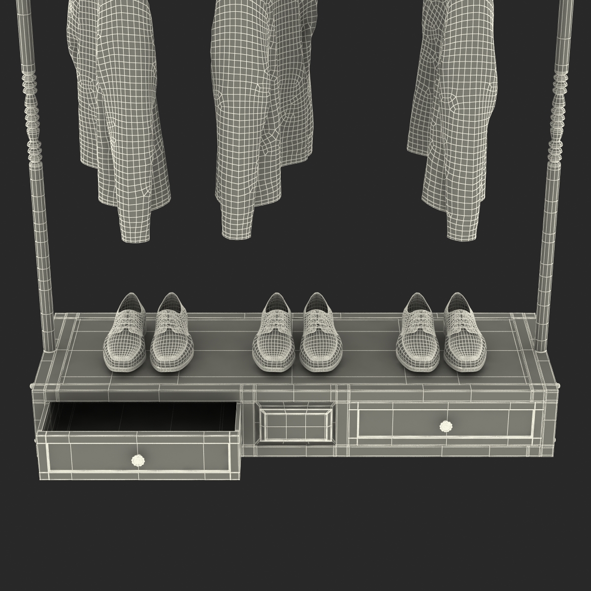 3D Iron Clothing Display Rack 2 model