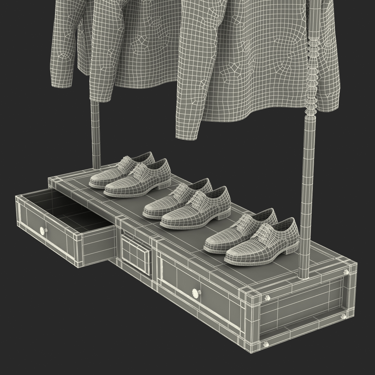 3D Iron Clothing Display Rack 2 model