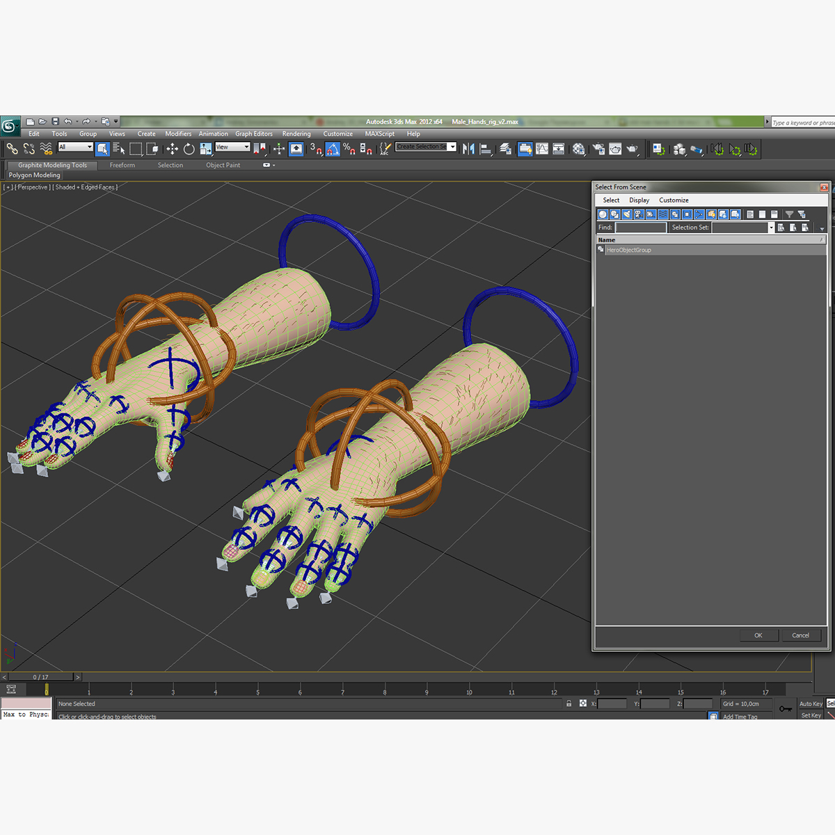 3D model African Man Hands 2 with Fur Rigged