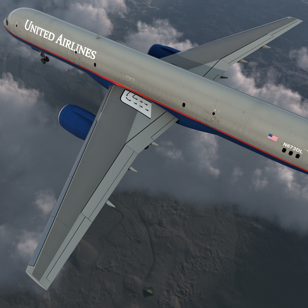 3D Boeing 757 200F United Airlines