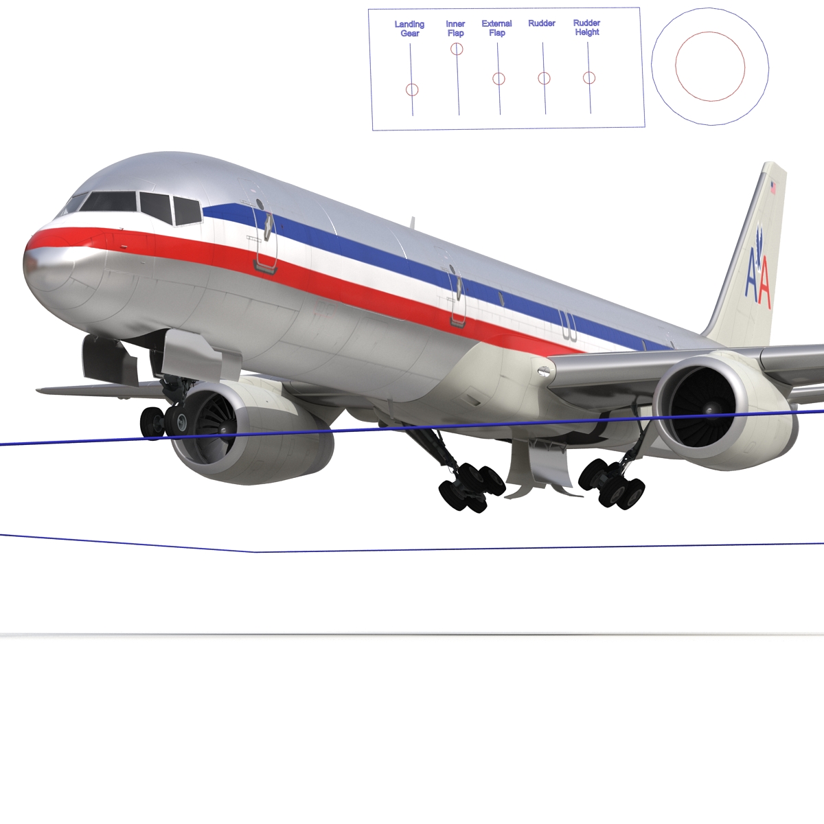 3D model Boeing 757 200F American Airlines Rigged