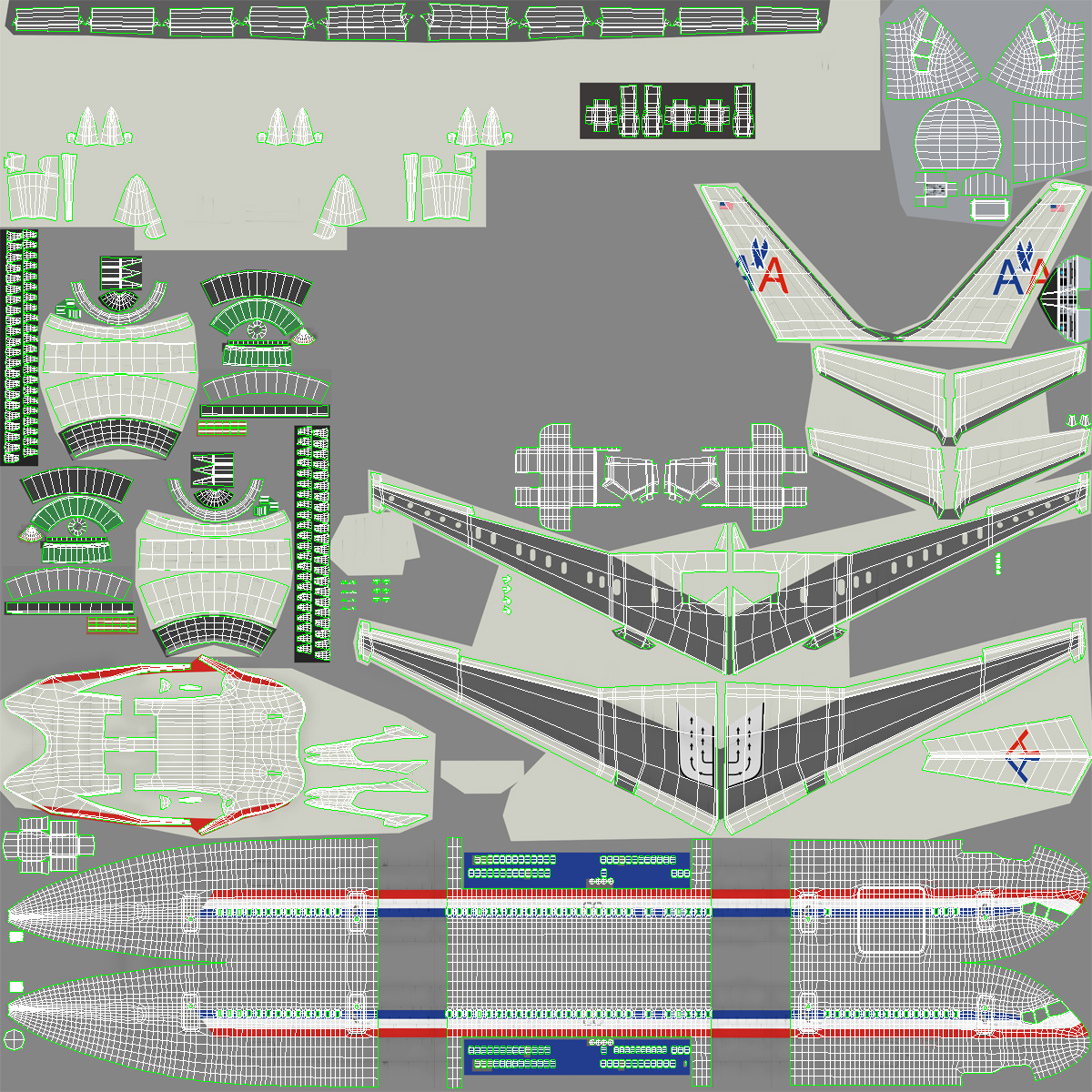 3D model Boeing 757 200F American Airlines Rigged