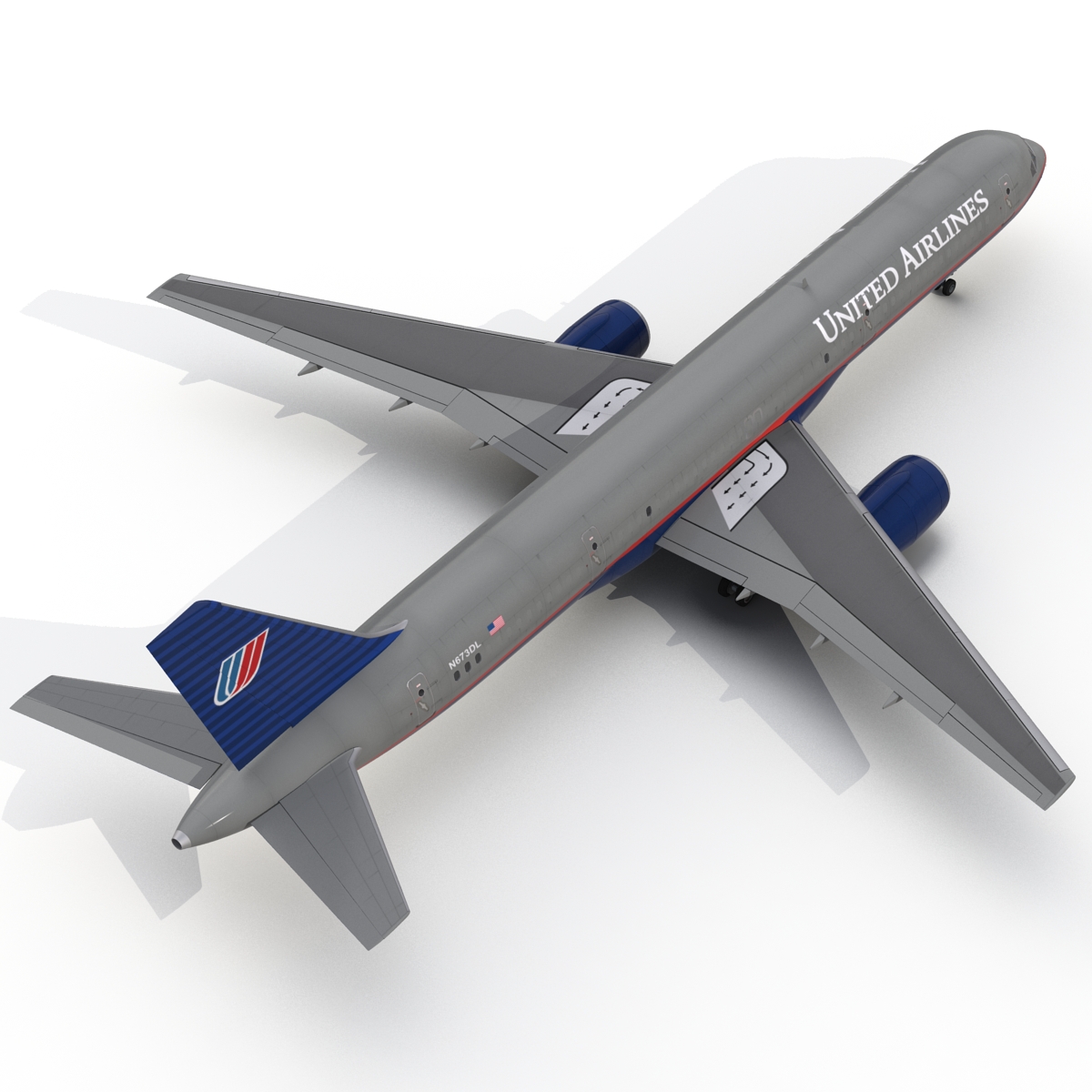 3D Boeing 757 200F United Airlines Rigged model