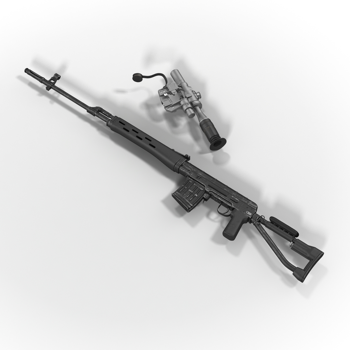 3D model Sniper Rifle Dragunov SVDS with Folding Stock