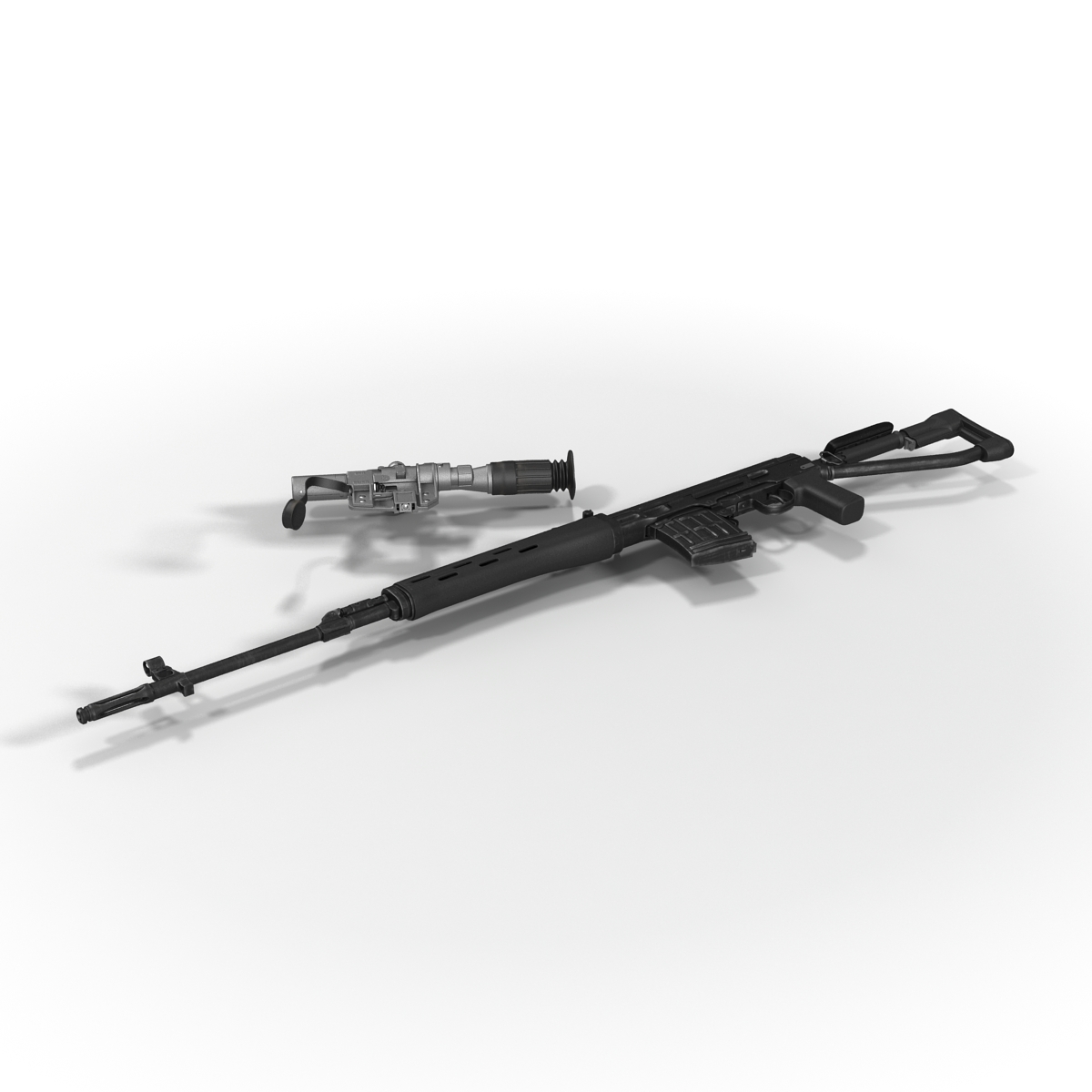 3D model Sniper Rifle Dragunov SVDS with Folding Stock