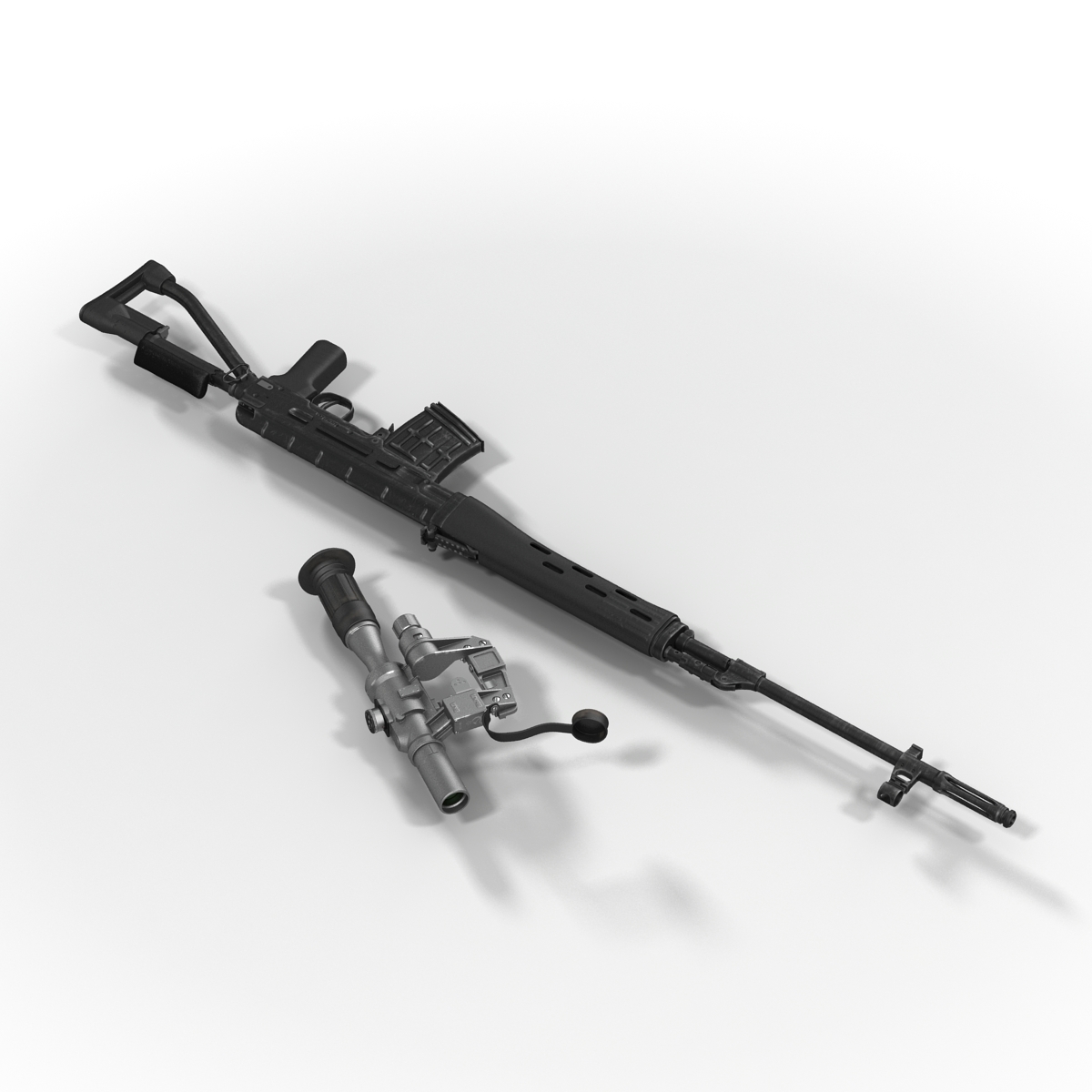 3D model Sniper Rifle Dragunov SVDS with Folding Stock