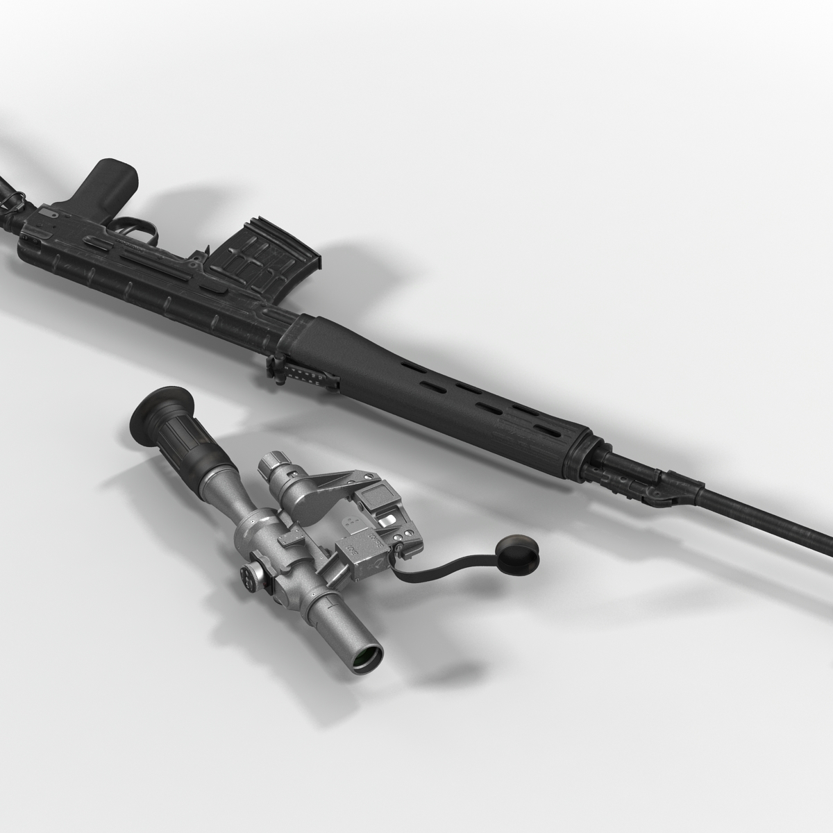 3D model Sniper Rifle Dragunov SVDS with Folding Stock