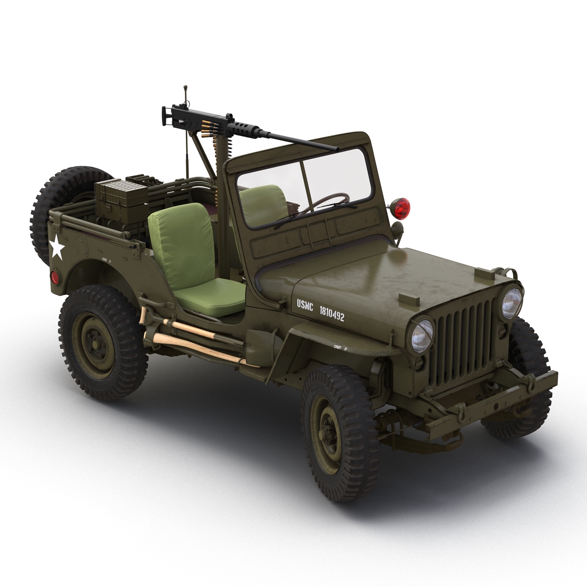 3D model Military Jeep Car Willys M38 Rigged