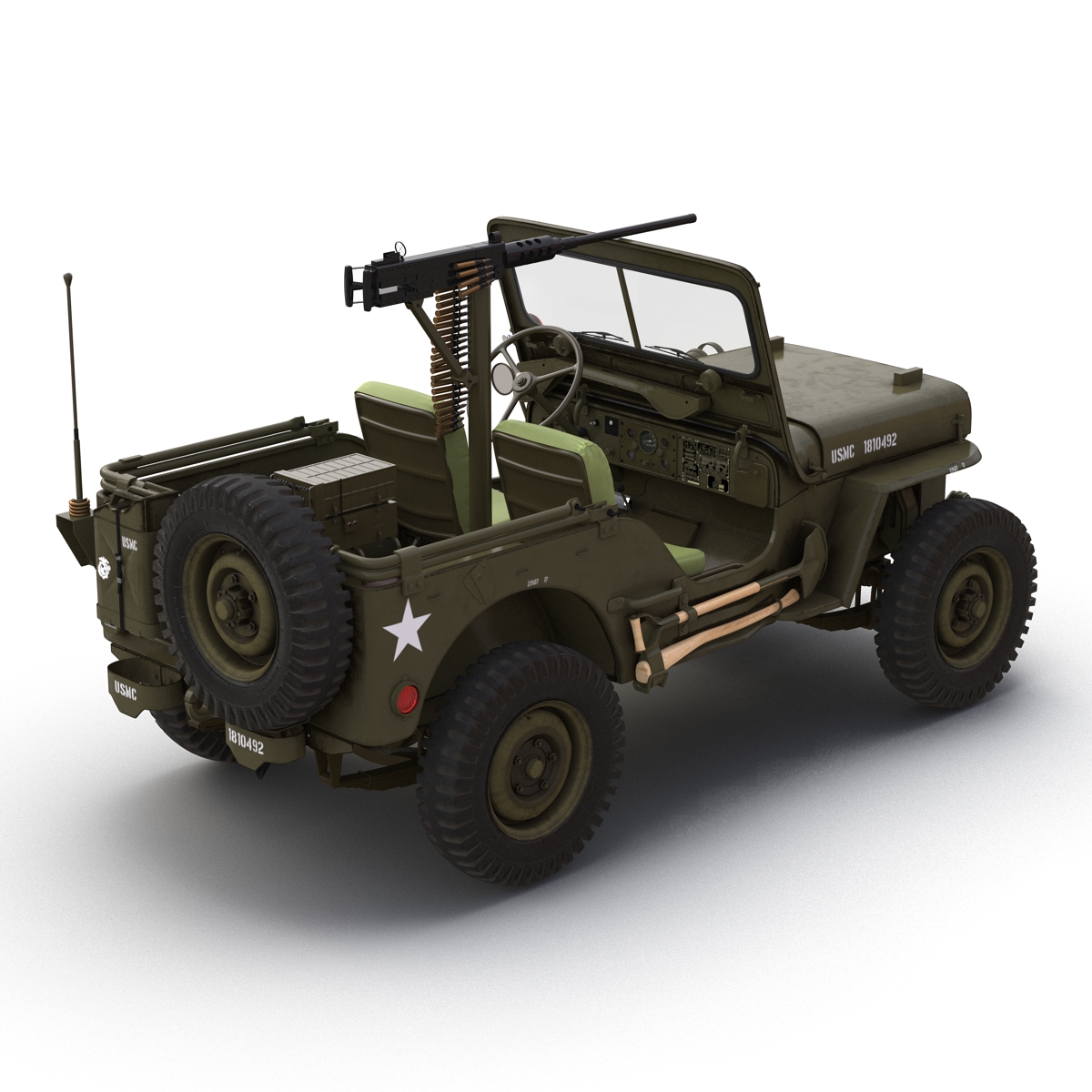 3D model Military Jeep Car Willys M38 Rigged