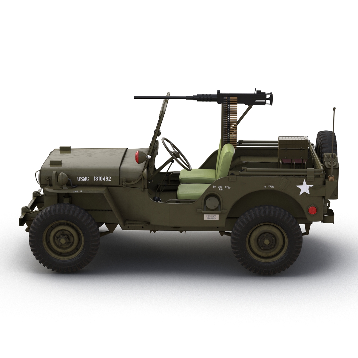 3D model Military Jeep Car Willys M38 Rigged