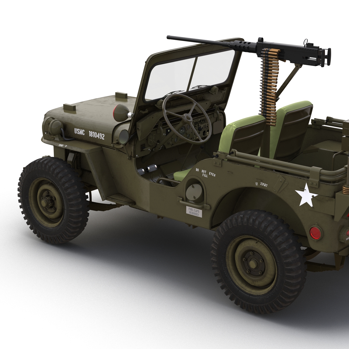 3D model Military Jeep Car Willys M38 Rigged