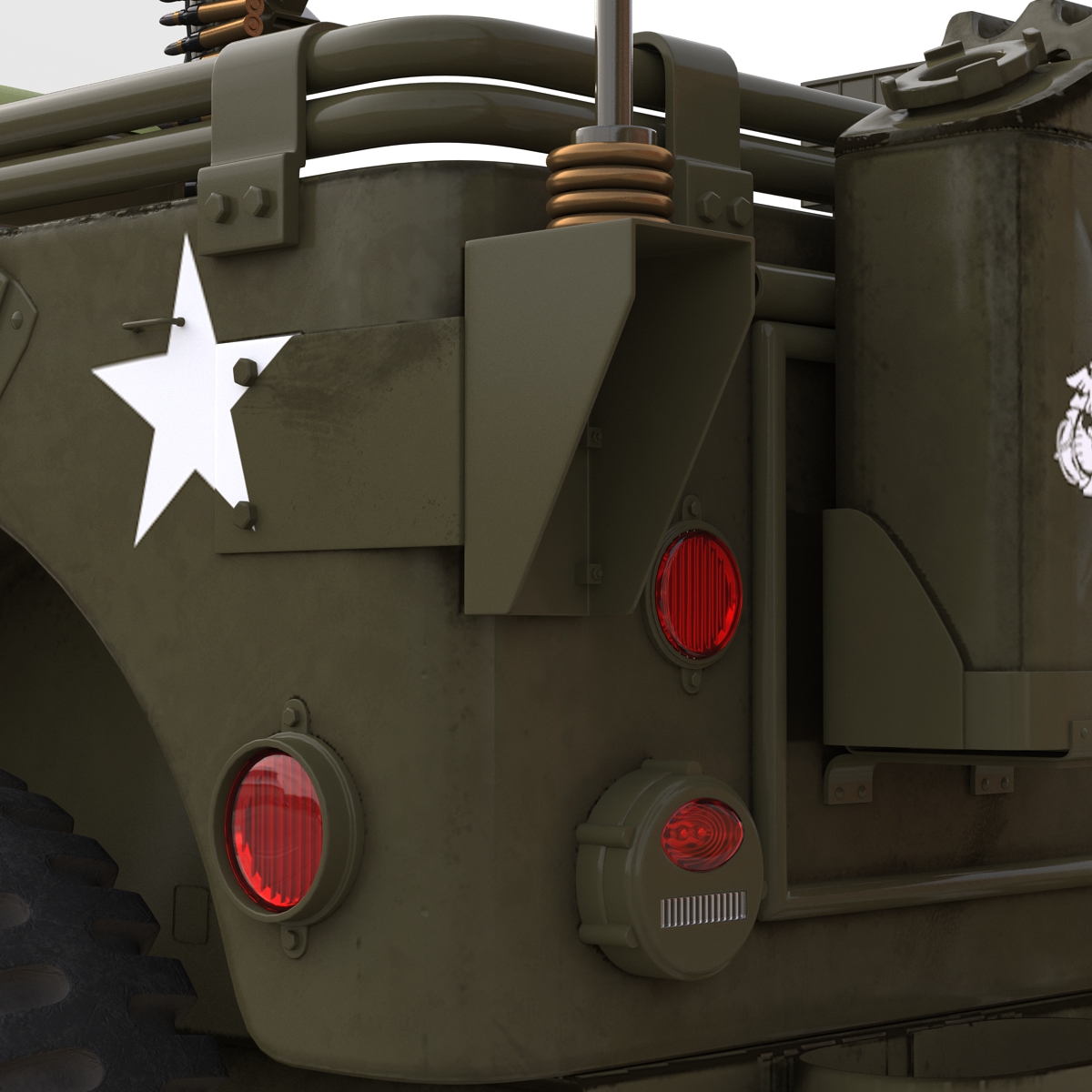 3D model Military Jeep Car Willys M38 Rigged