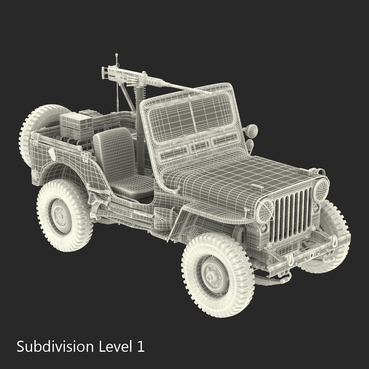 3D model Military Jeep Car Willys M38 Rigged