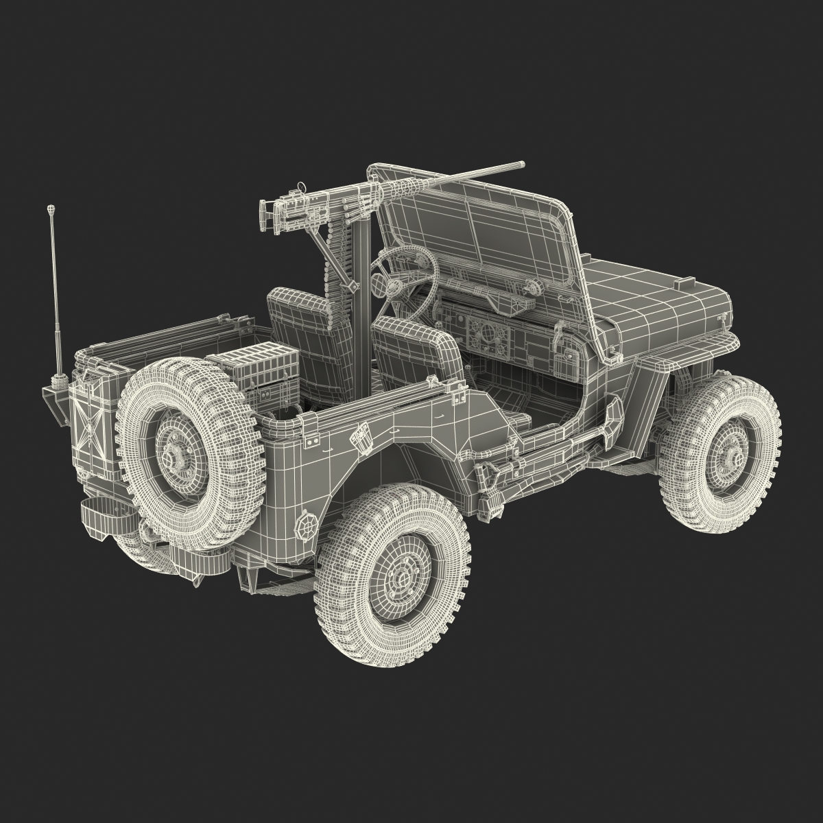 3D model Military Jeep Car Willys M38 Rigged