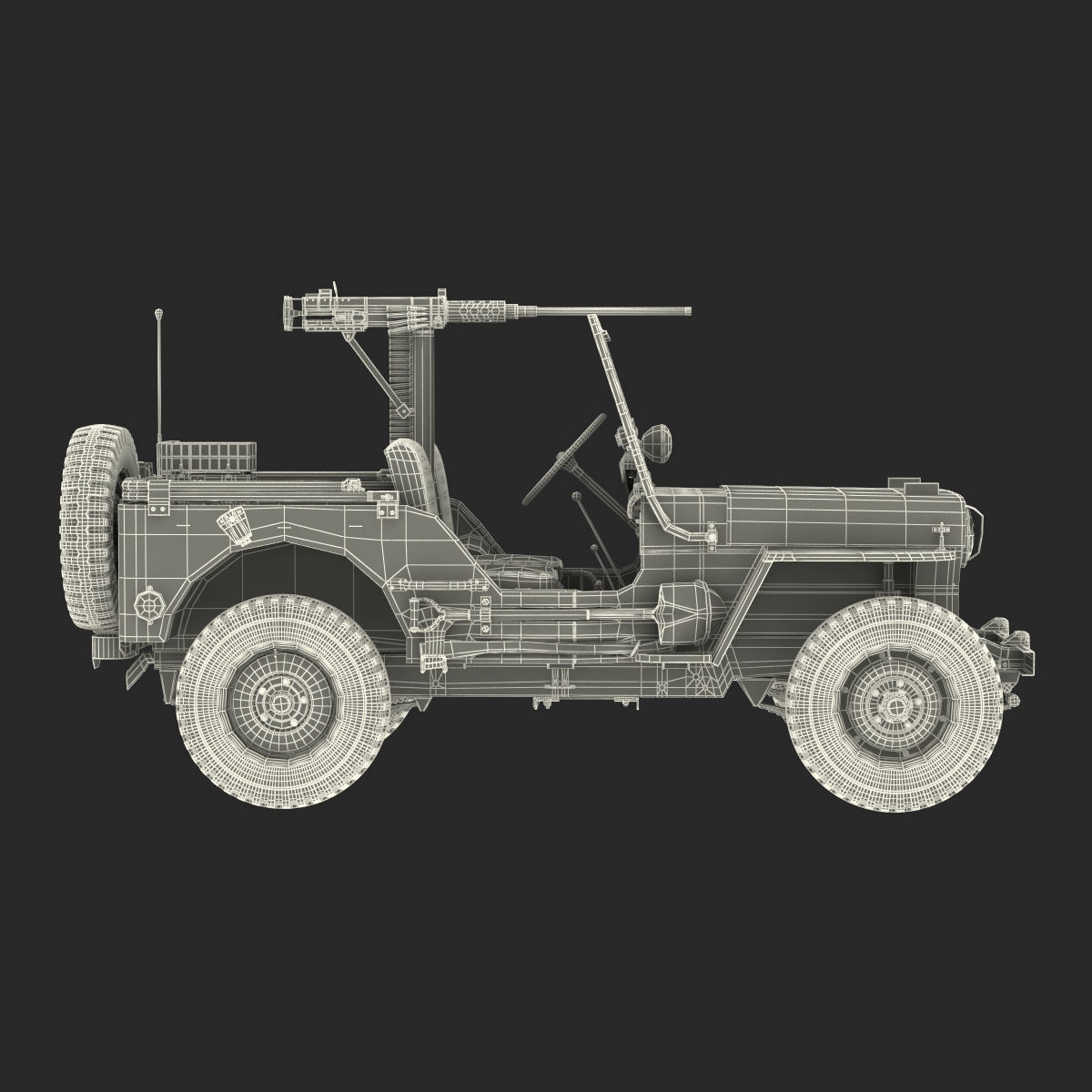 3D model Military Jeep Car Willys M38 Rigged