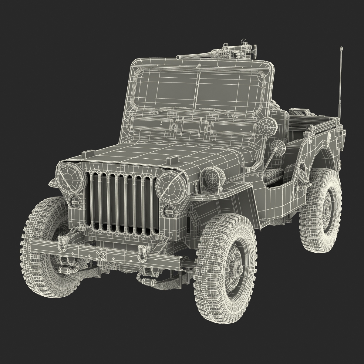 3D model Military Jeep Car Willys M38 Rigged