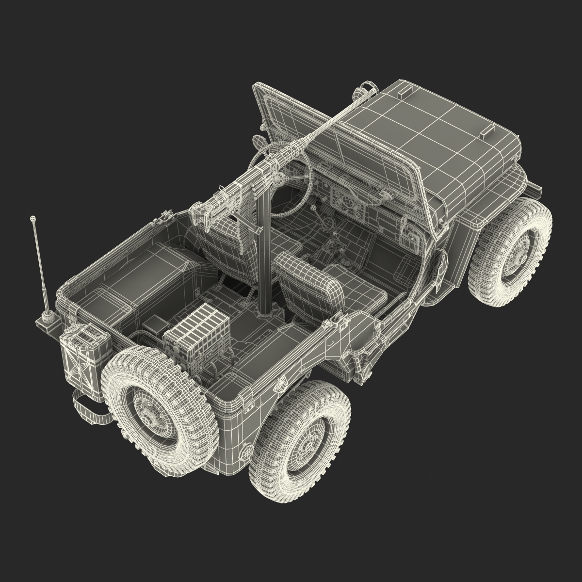 3D model Military Jeep Car Willys M38 Rigged