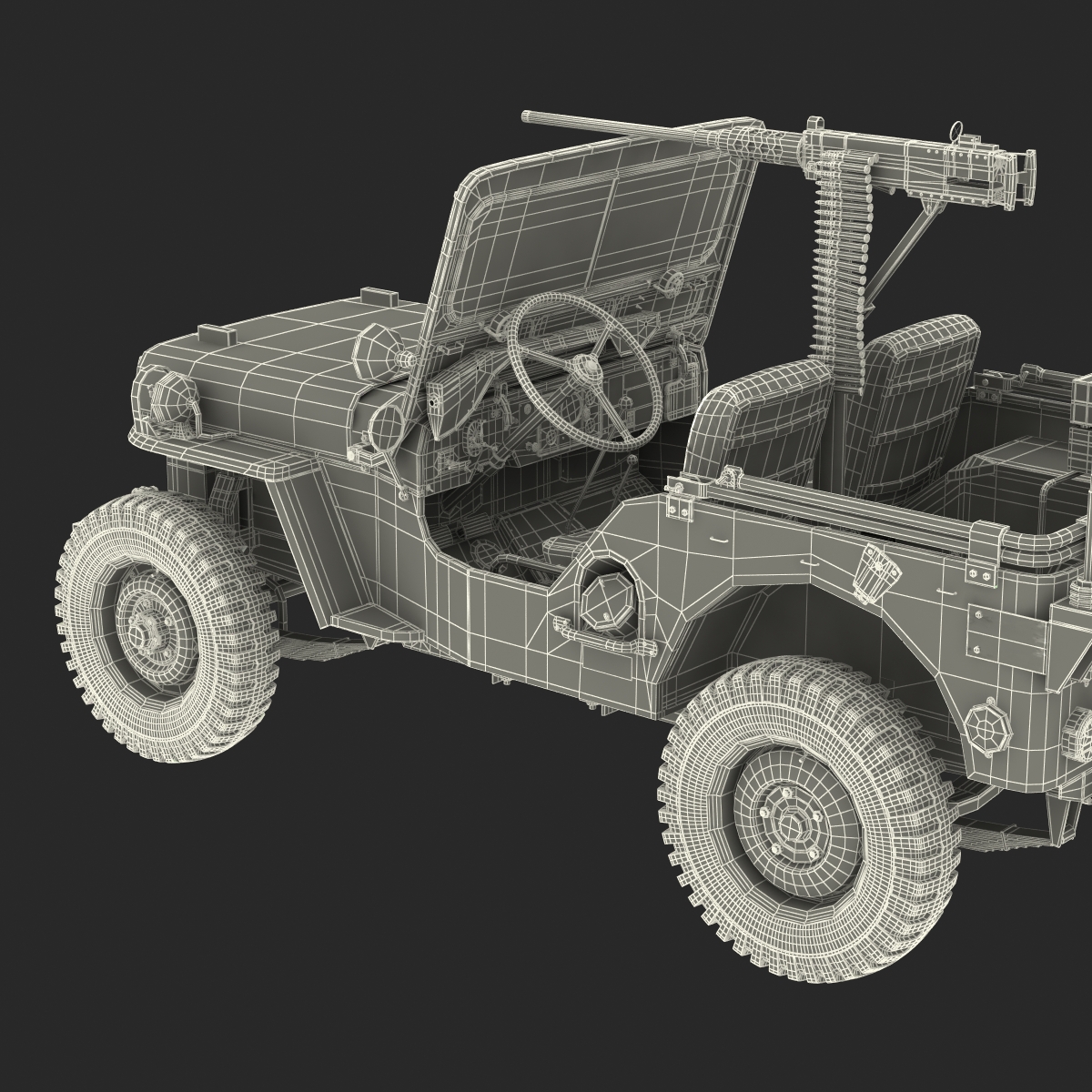 3D model Military Jeep Car Willys M38 Rigged