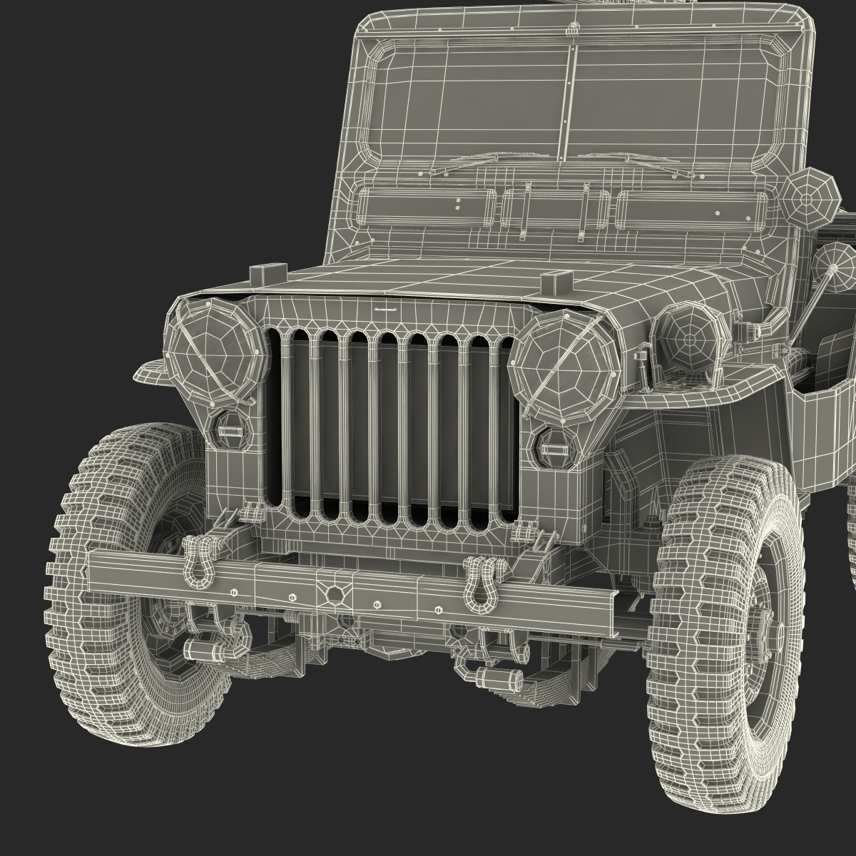 3D model Military Jeep Car Willys M38 Rigged