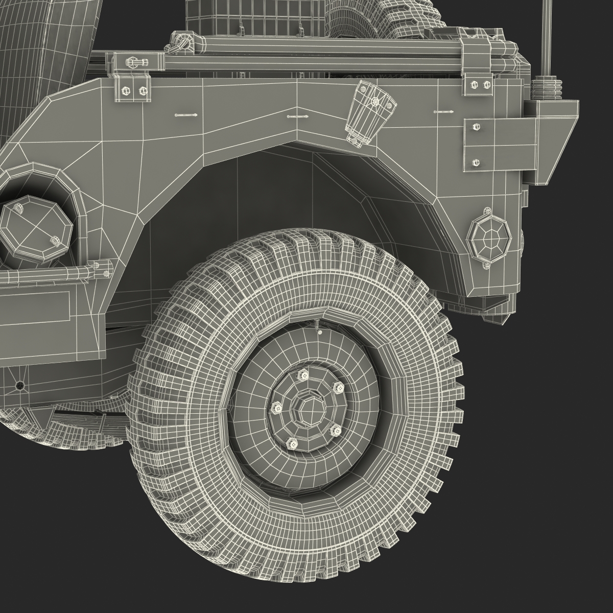 3D model Military Jeep Car Willys M38 Rigged