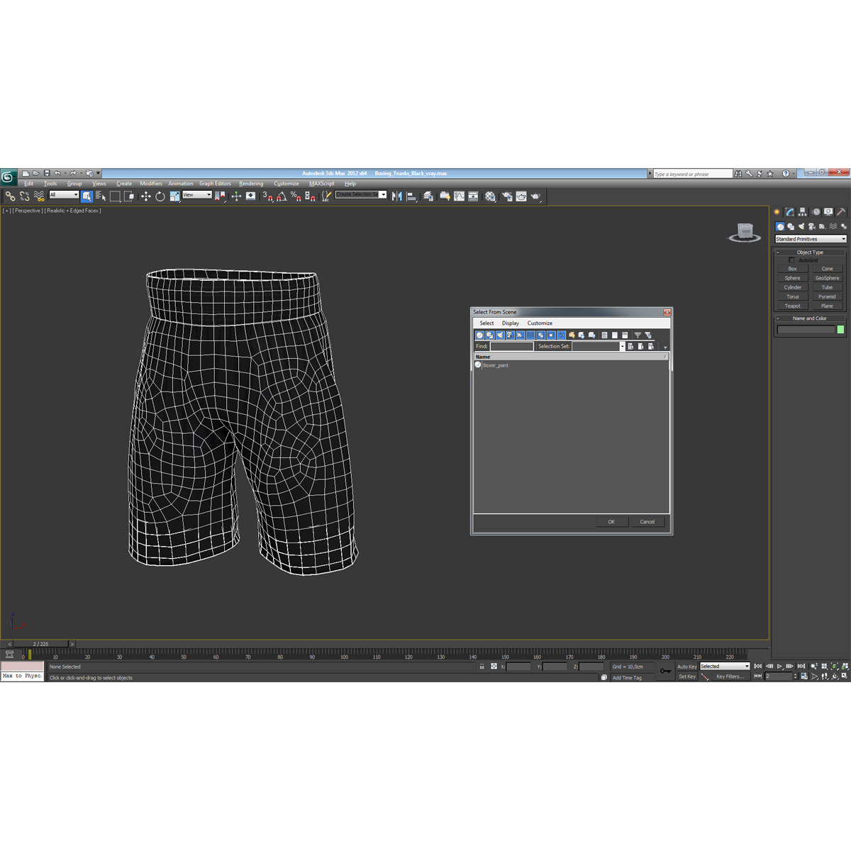 Boxing Trunks Black 3D model