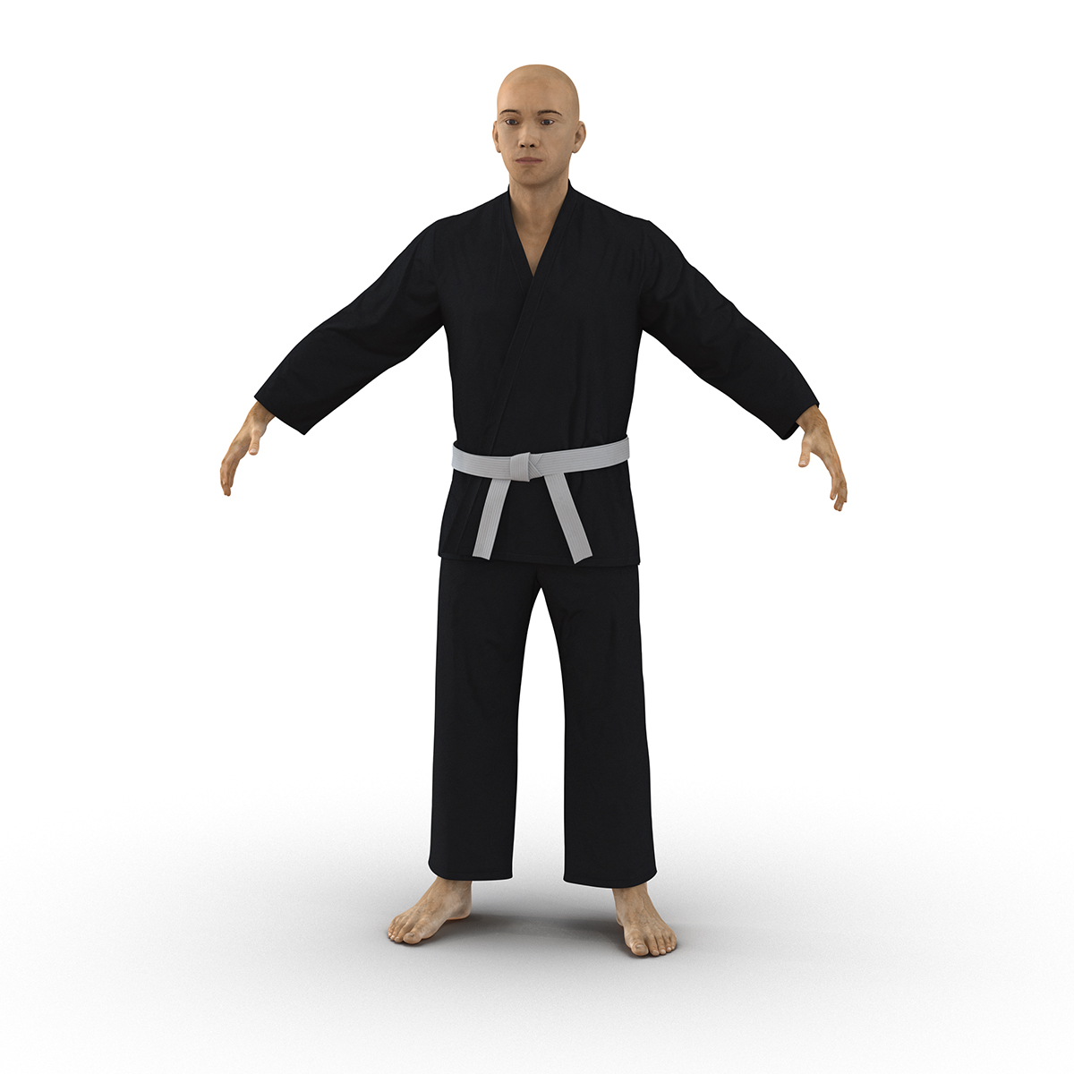 Japanese Karate Fighter Black Suit 3D model